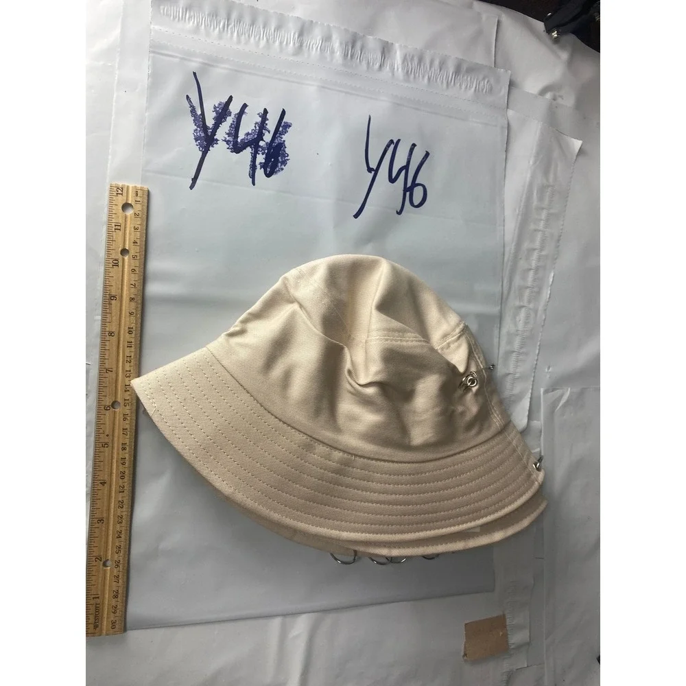 Beige Bucket Hat with Grommets‎ and D-Rings